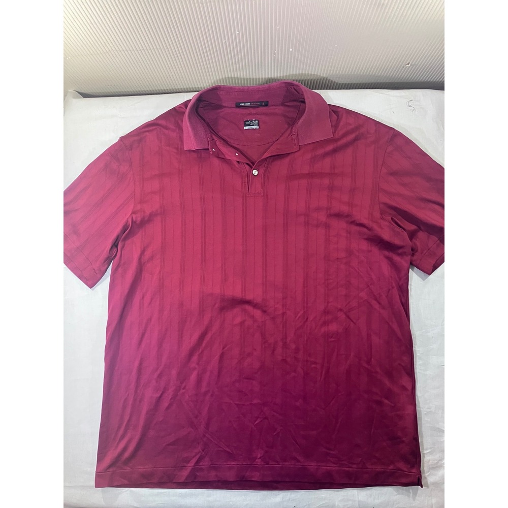 Nike Tiger Woods Collection‎ Polo Shirt Burgundy Stripe Golf Dri-FIT Men's XL